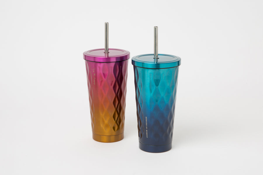 Wave Tumbler with Straw Blue 600ml