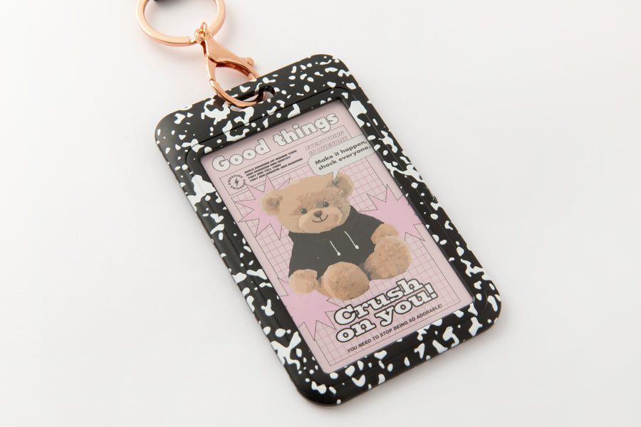 Photo Card Case Strap Keyring Hood Bear Black