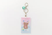 Photo Card Case Rainbow Bear with Bell Key Ring
