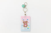 Photo Card Case Rainbow Bear with Bell Key Ring
