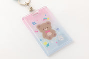 Photo Card Case Rainbow Bear with Bell Key Ring