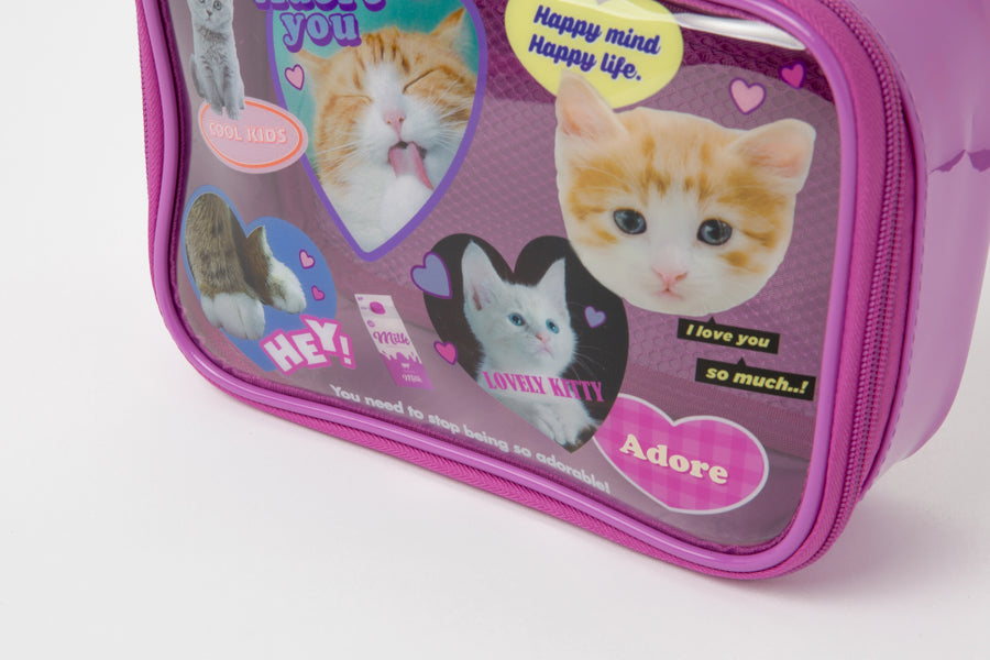 Multi-Use Pouch with Handle "Adore You" Cat Purple
