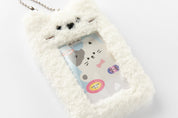 Fluffy Photo Card Case Cat White