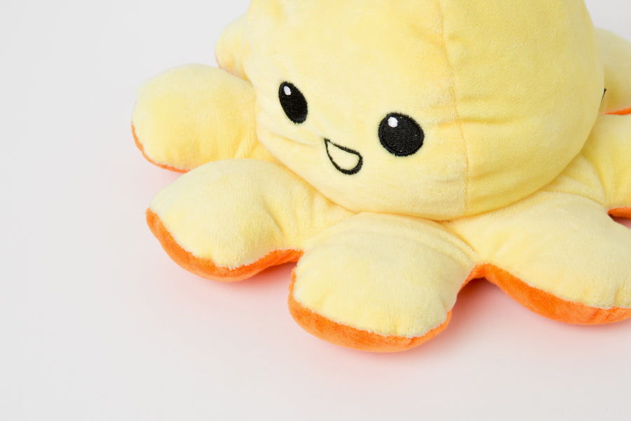 Double Face Octopus Doll 30cm Yellow-Orange