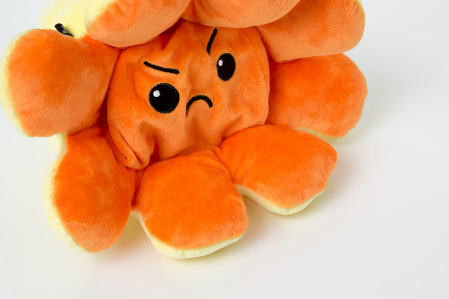 Double Face Octopus Doll 30cm Yellow-Orange