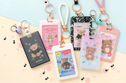 Photo Card Case Rainbow Bear with Bell Key Ring