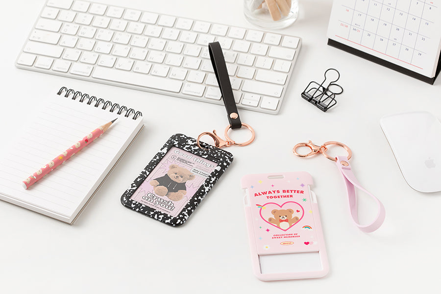 Photo Card Case Strap Keyring Hood Bear Black
