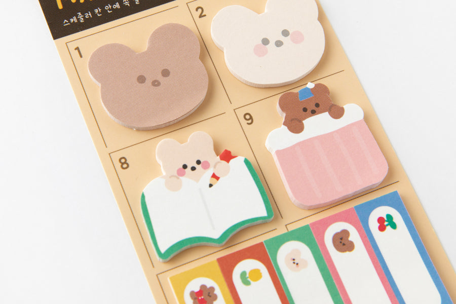 Sticky Memo Scheduler Marker Set Bear