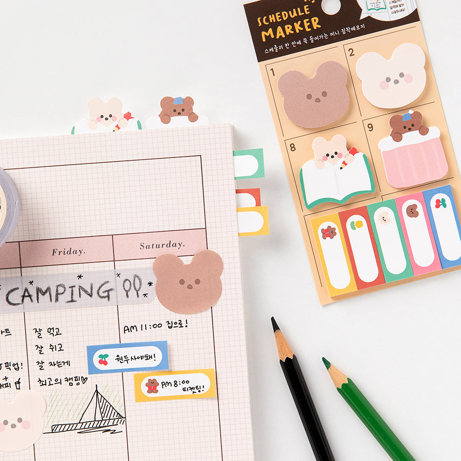 Sticky Memo Scheduler Marker Set Bear