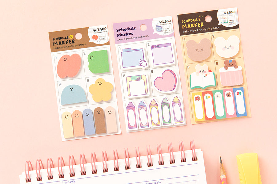 Sticky Memo Scheduler Marker Set Bear