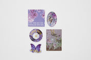 PVC Mini Pouch & Sticker Set Purple Flower