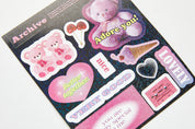 Neck Flap Card Holder Bear & Sticker Set Rainbow