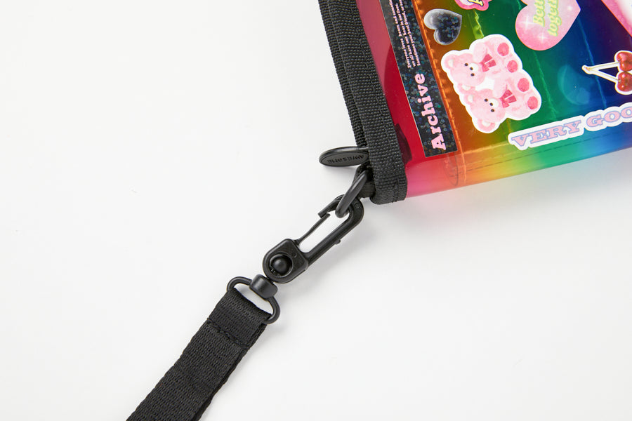Neck Flap Card Holder Bear & Sticker Set Rainbow