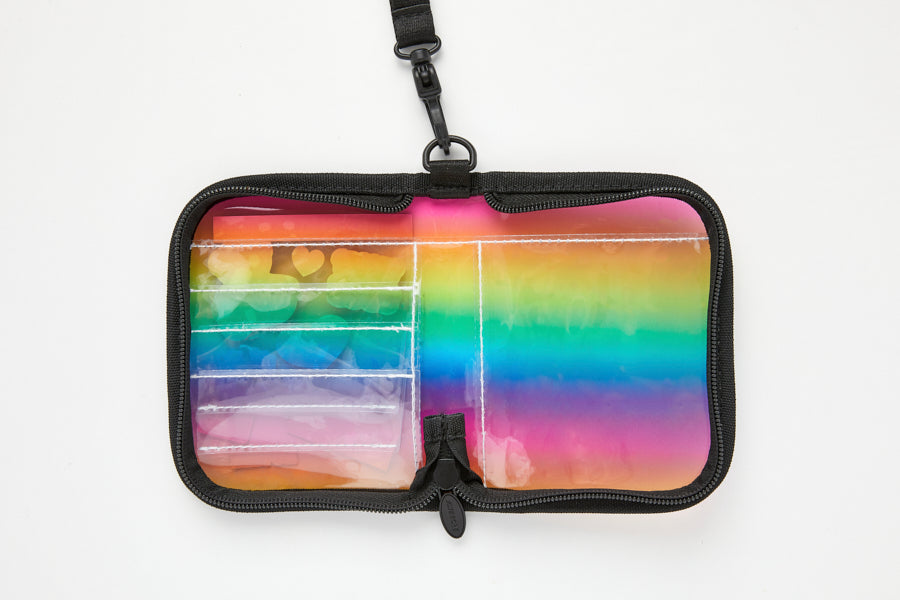 Neck Flap Card Holder Bear & Sticker Set Rainbow
