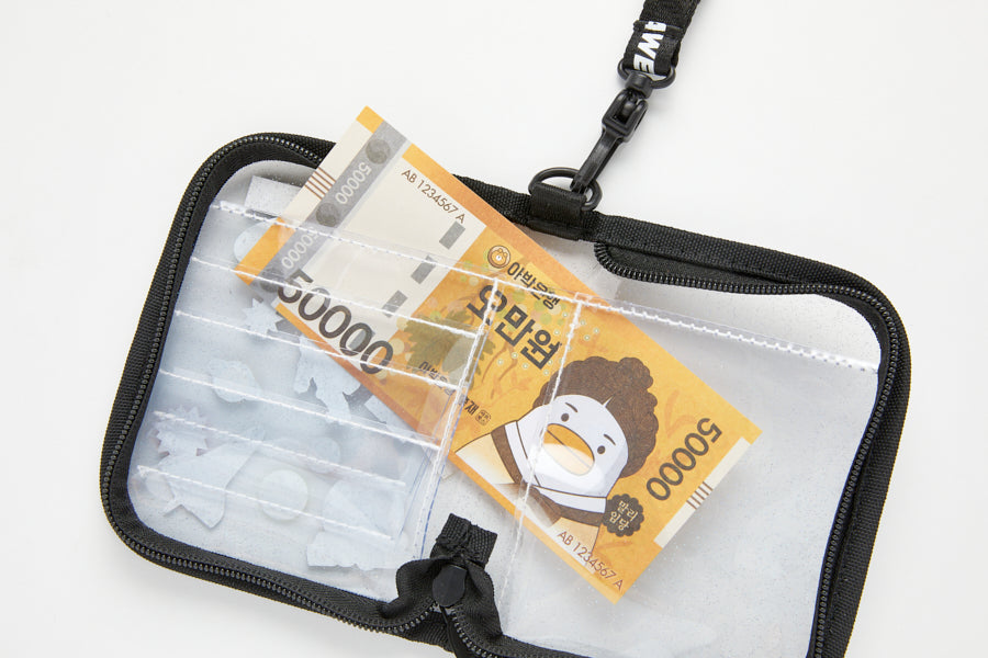 Neck Flap Card Holder Bear & Sticker Set Black