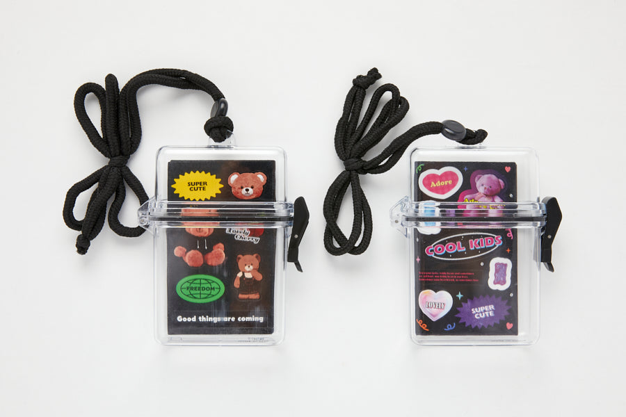 Neck Card Case & Sticker Set Bear Black