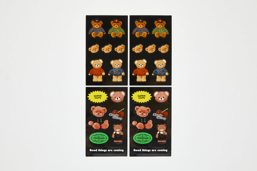 Neck Card Case & Sticker Set Bear Black