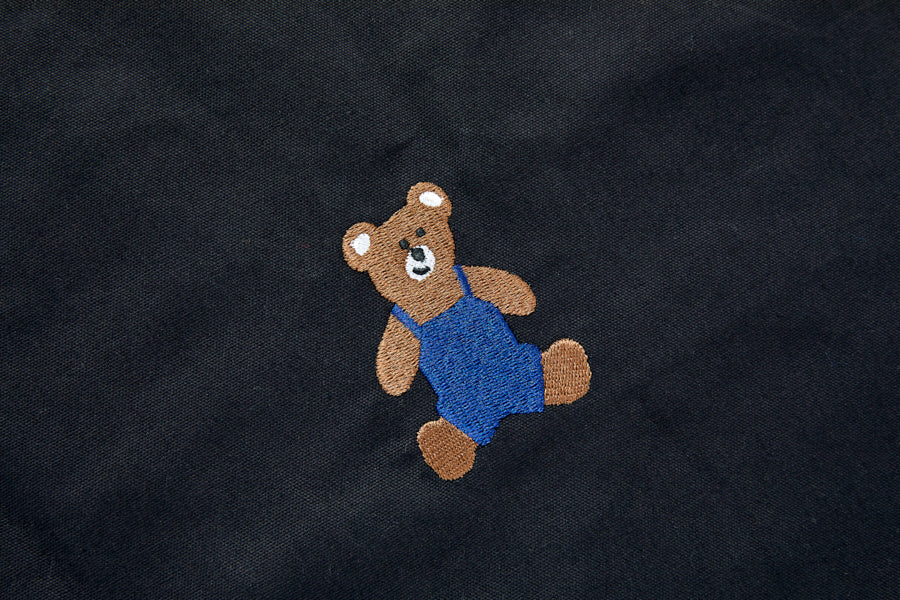 Eco Bag Bear Embroidered String Black
