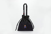 Eco Bag Bear Embroidered String Black