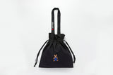 Eco Bag Bear Embroidered String Black
