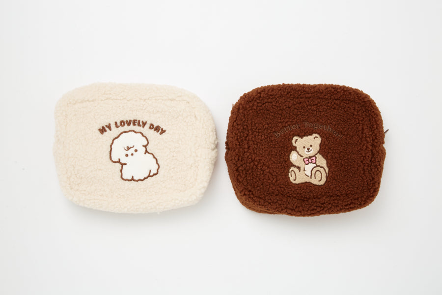 Multi-Use Pouch Fluffy Bear Brown