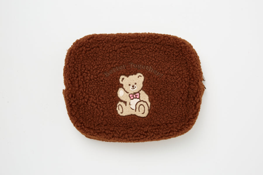 Multi-Use Pouch Fluffy Bear Brown