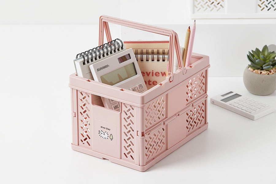 Folding Storage Crate - Pink (M)