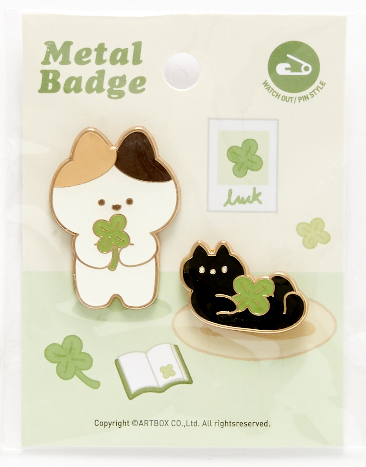 METAL BADGE SET CAT CLOVER