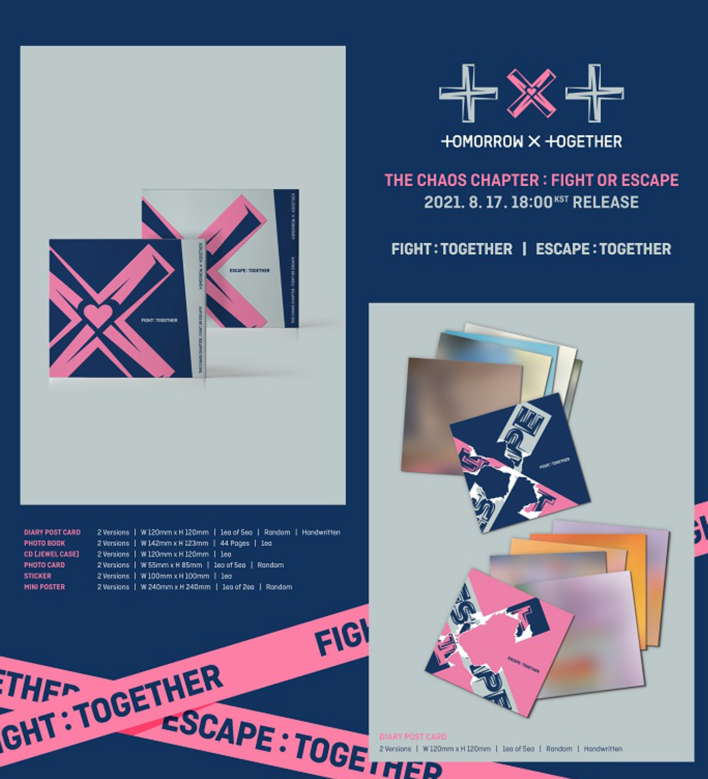 TOMORROW X TOGETHER (TXT) 1st Repackage Album "The Chaos Chapter: FIGHT OR ESCAPE" (Together Ver.)