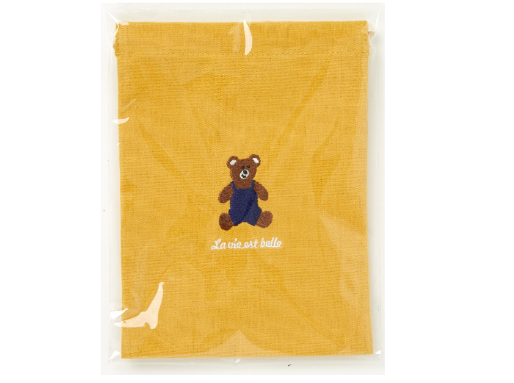 String Pouch Bear Yellow M