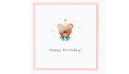 Card 'Happy Birthday' Bear Pink