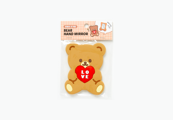 Hand Mirror Silicon Heart Bear