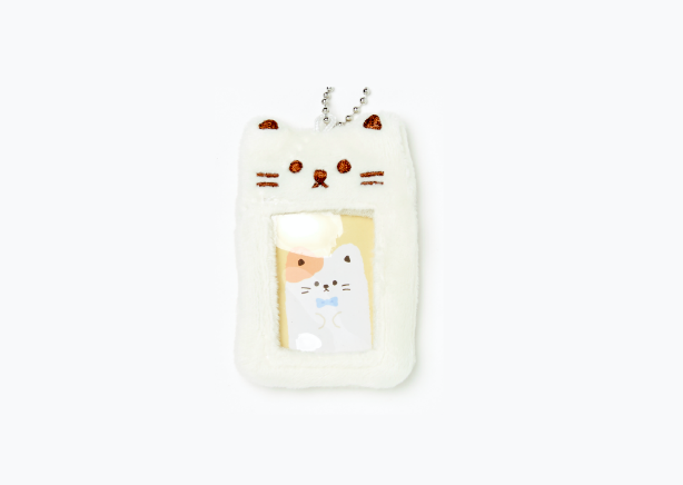 Fur Photo Card Case White Cat