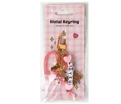 Metal Keyring Love Pink Heart