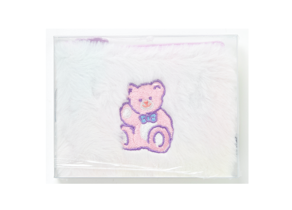 Multi Pouch Fluffy Bear Rainbow Purple