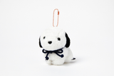 White Blue Ribbon Dog Keyring