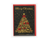 Christmas Card Fabric Christmas Tree Navy