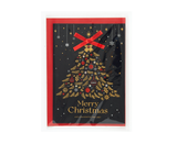 Christmas Card Fabric Christmas Tree with Red Ribbon