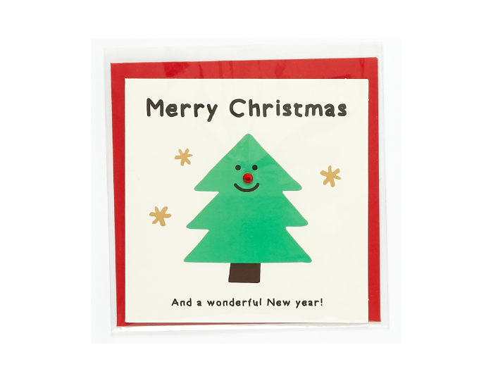 Christmas Card Christmas Tree with Face