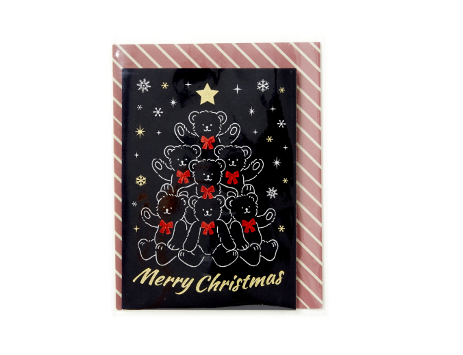 Christmas Card Fabric Bear Christmas Tree
