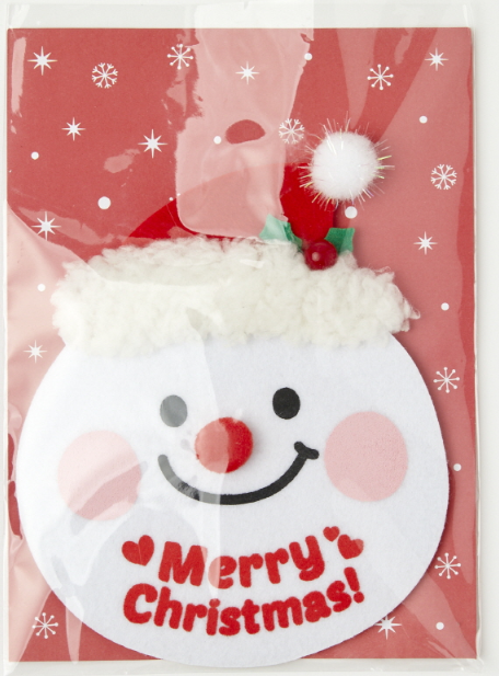 X-MAS CARD FELT SNOW MAN RED HAT
