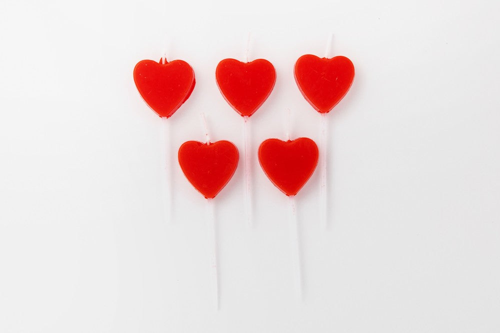 Party Candle Set Red Heart