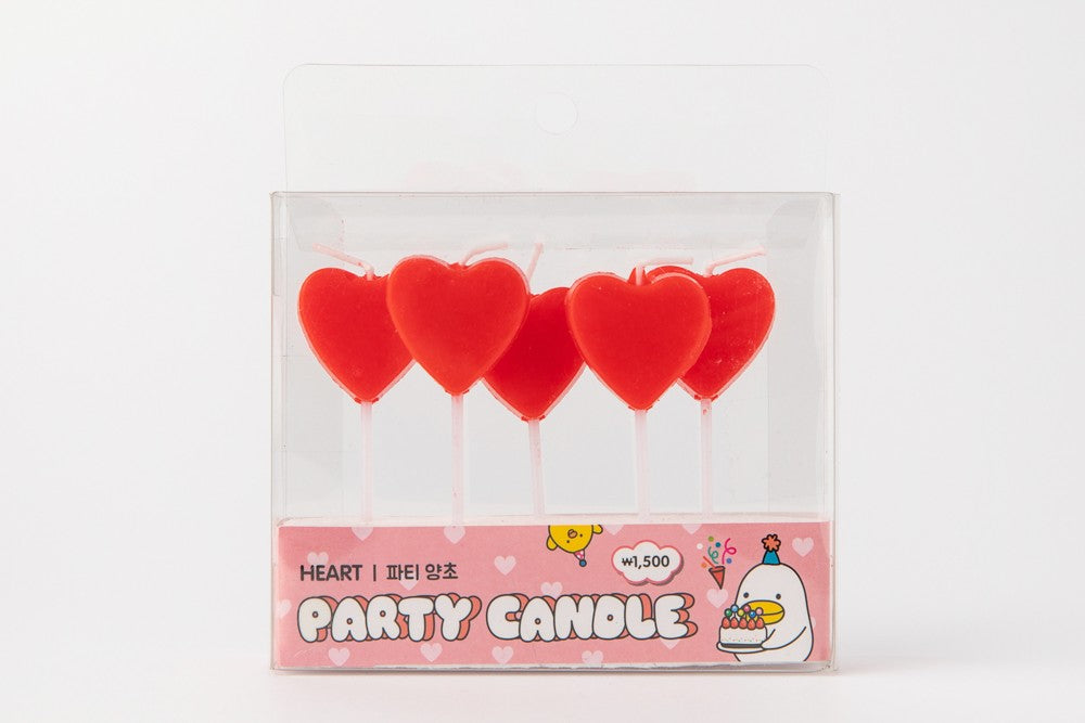 Party Candle Set Red Heart