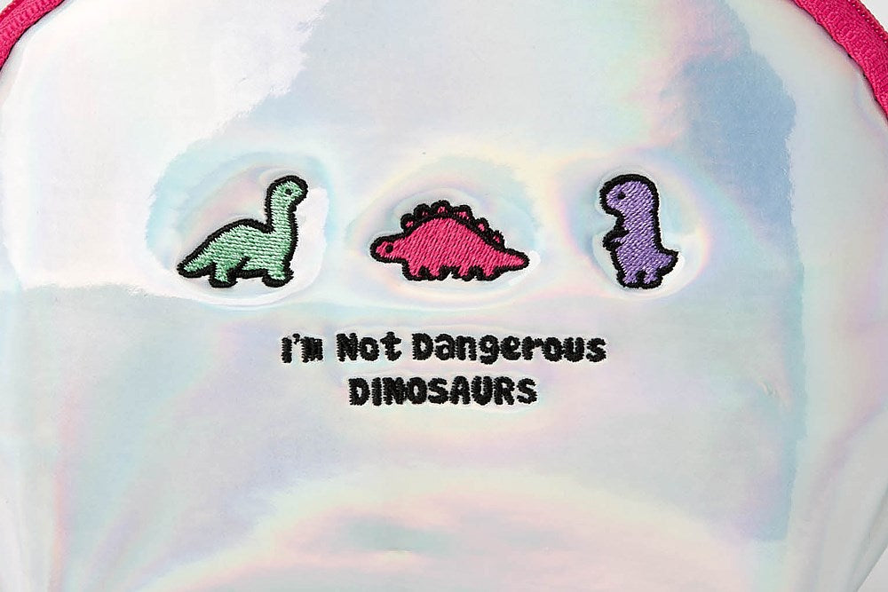 Boat Pouch Glitter Dinosaur Silver