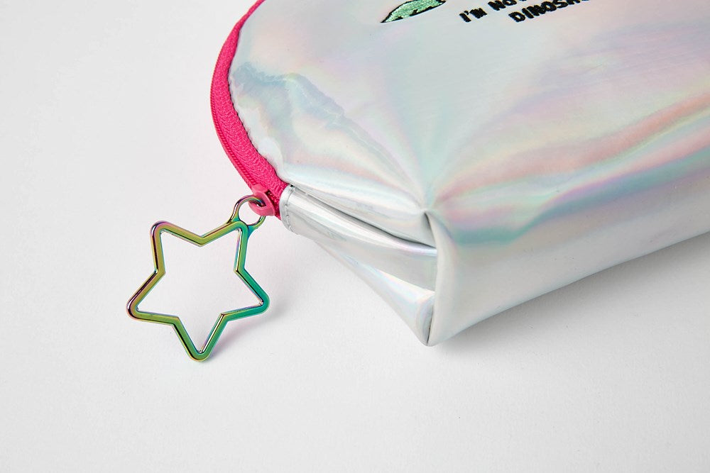 Boat Pouch Glitter Dinosaur Silver